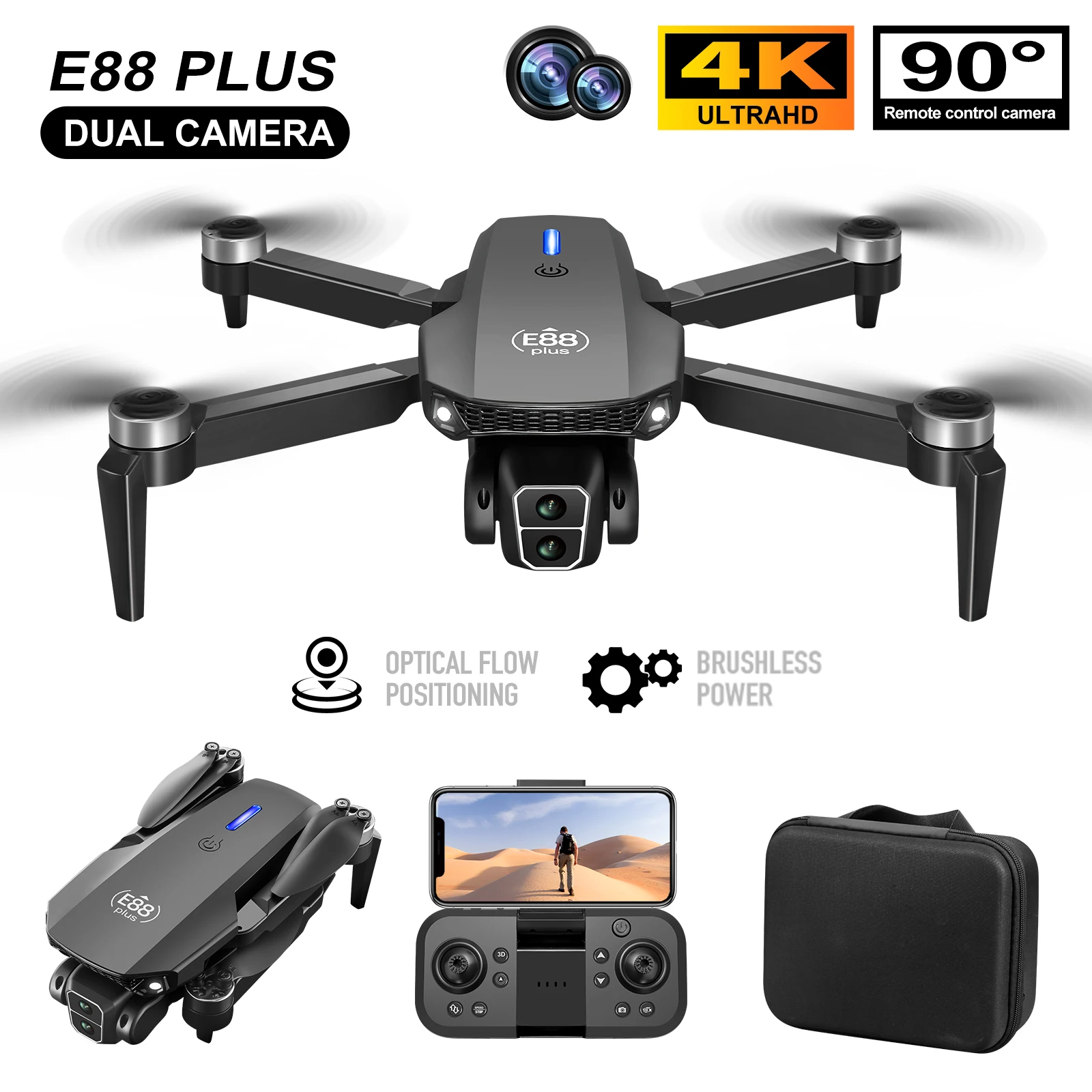 Drone Cinematic - Nuovo drone quadricottero E88 Plus: 90